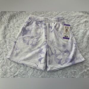 NWT Lazypants Purple and White Floral Sweat Shorts in XS